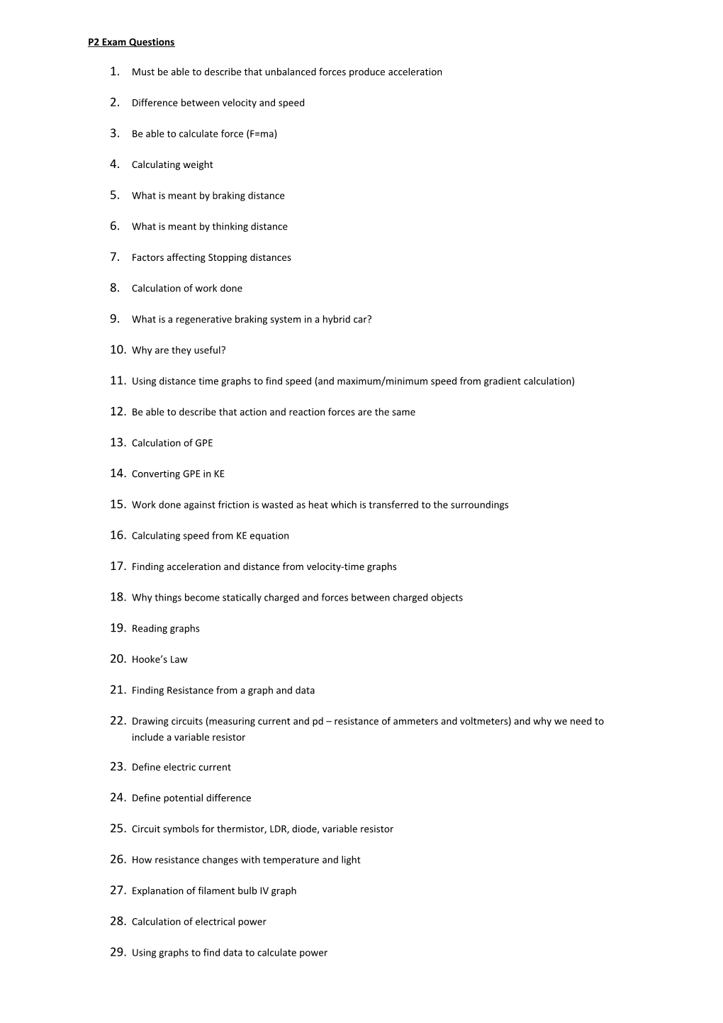 P2 Exam Questions