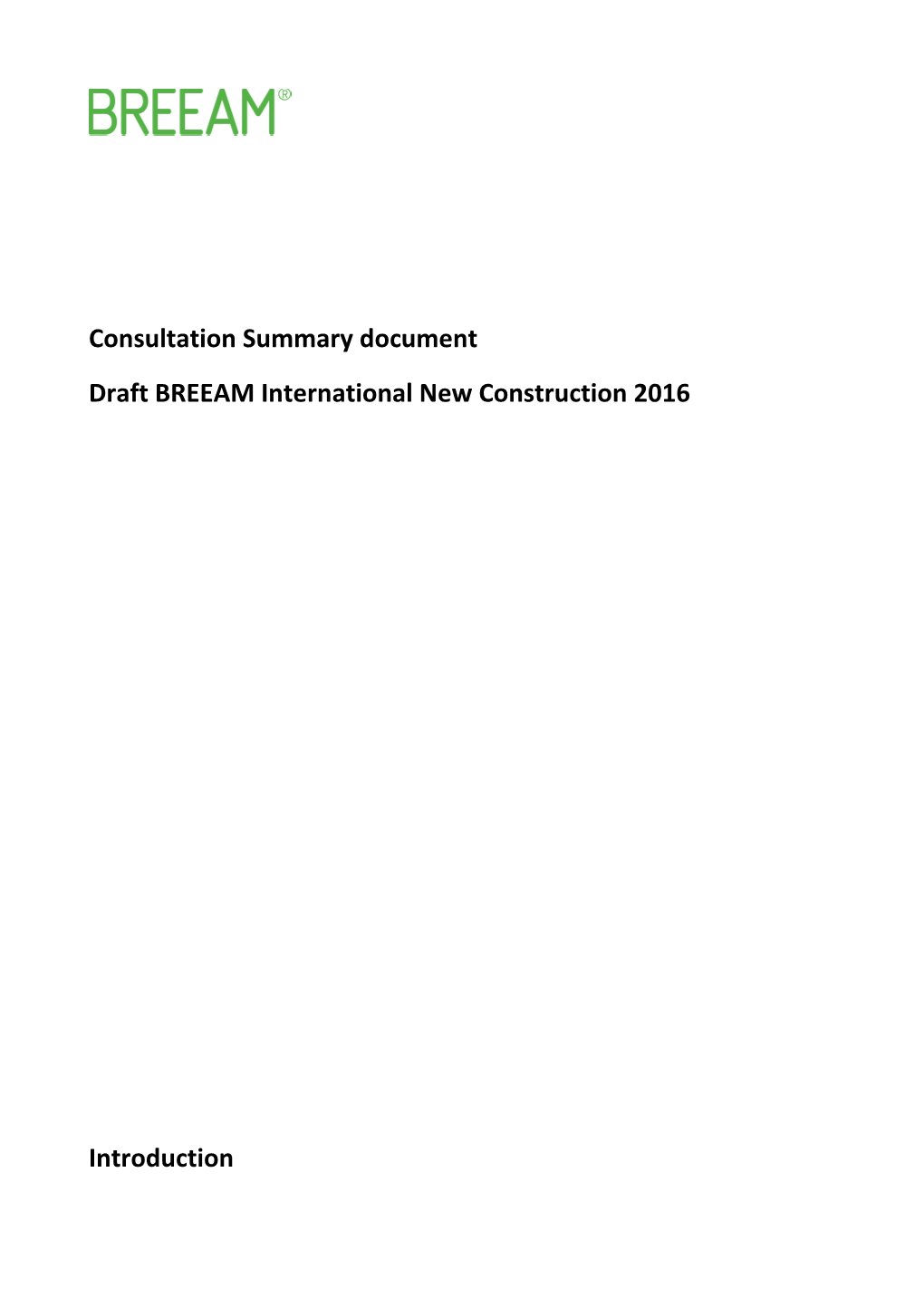 Consultation Summary Document