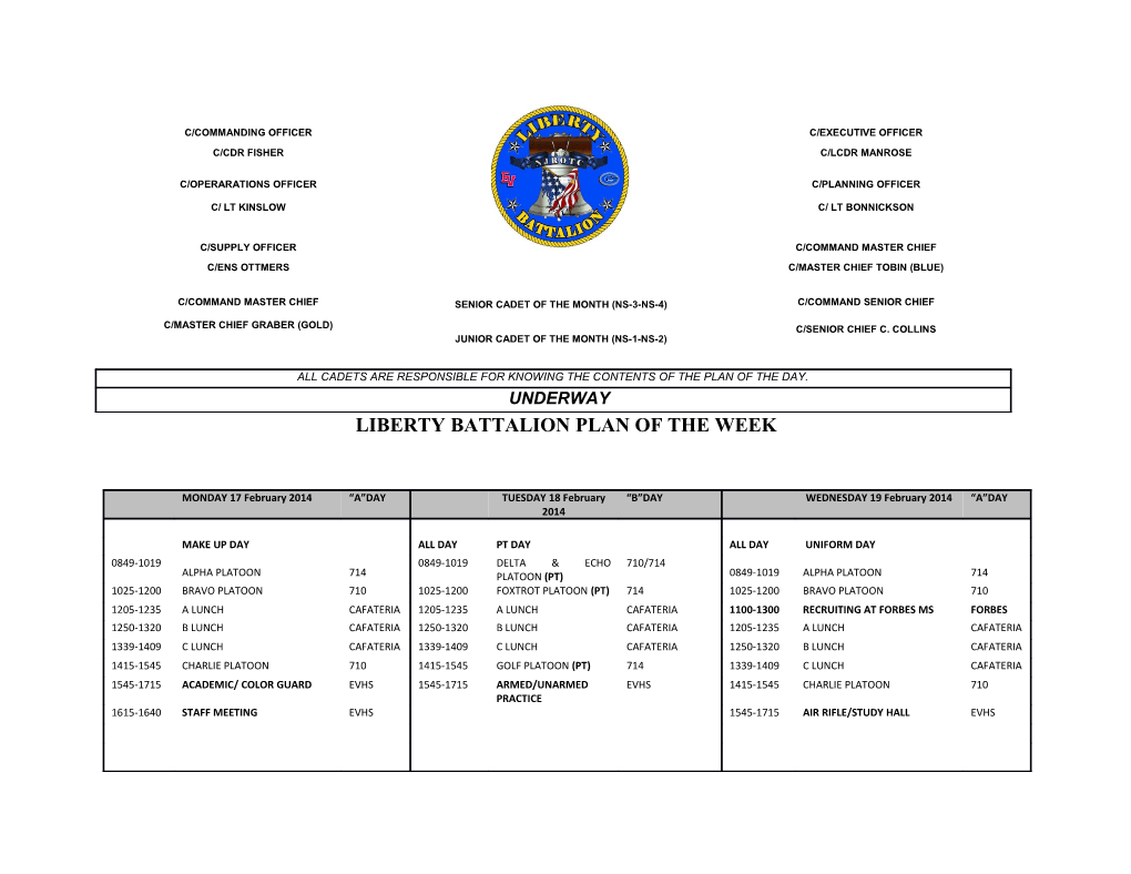 Liberty Battalion Plan of the Week