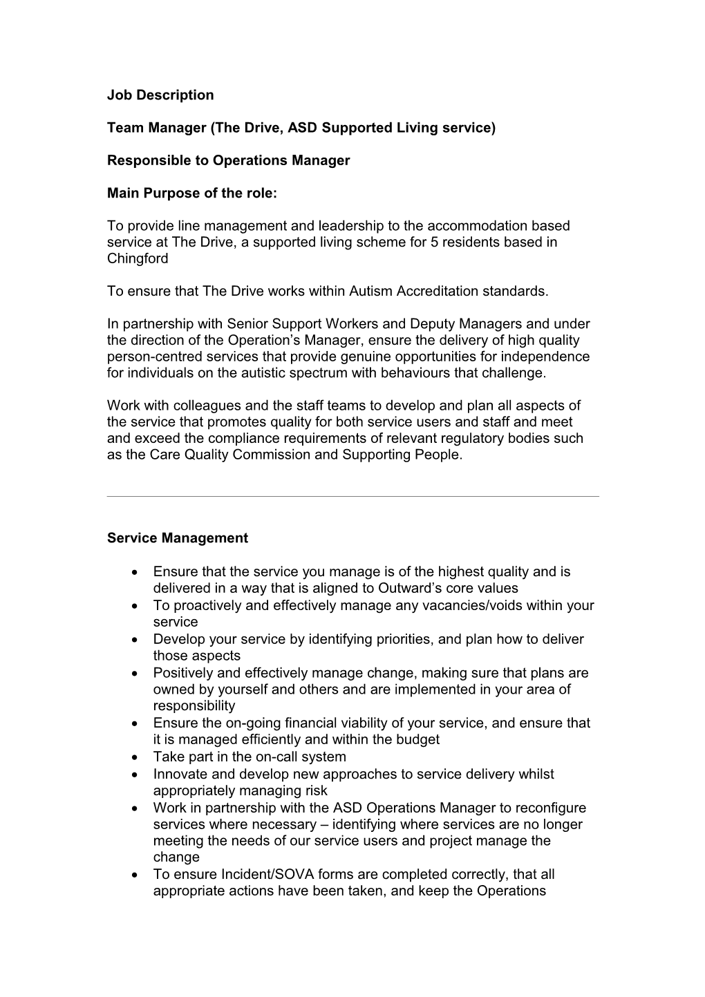 Ld Area Manager Post Key Skills/Abiliites to Form the Person Specification and Job Description
