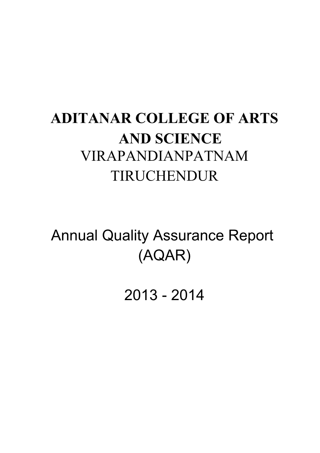 Aditanar College of Arts and Science