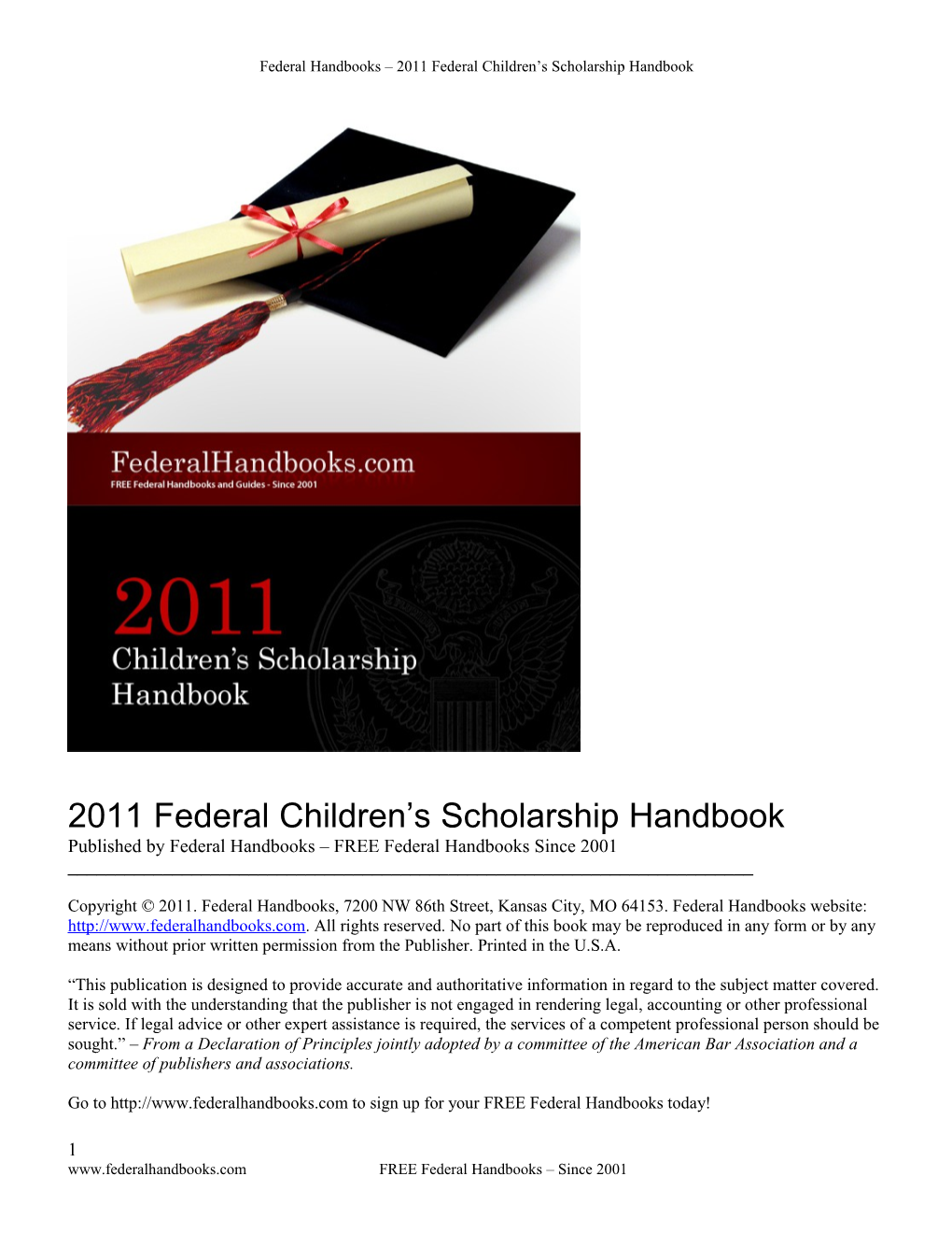 Federal Handbooks 2011Federal Children S Scholarship Handbook