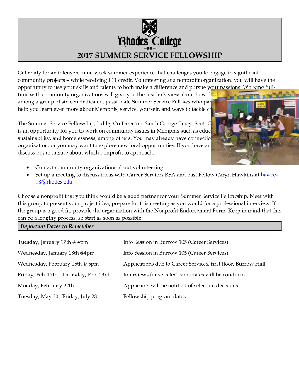2007 Summer Service Fellowship Selection Process