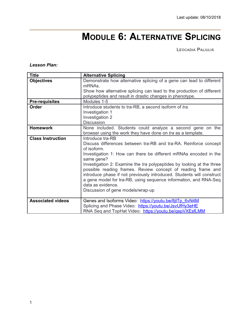 Module 6: Alternative Splicing