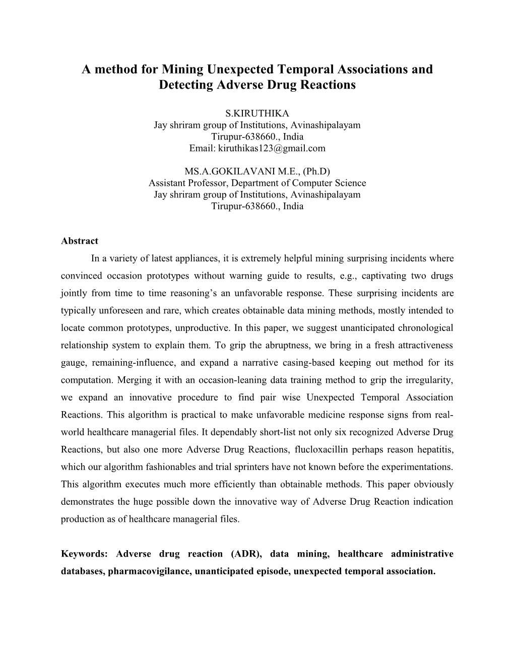 A Method for Mining Unexpected Temporal Associations and Detecting Adverse Drug Reactions