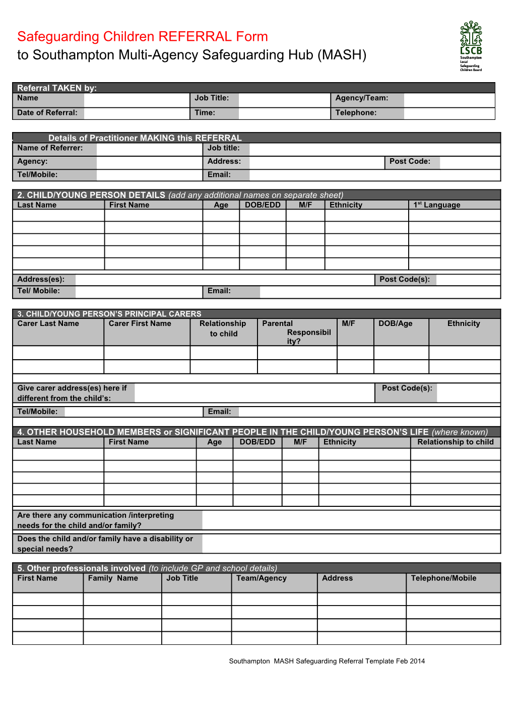 Safeguarding Children REFERRAL Form