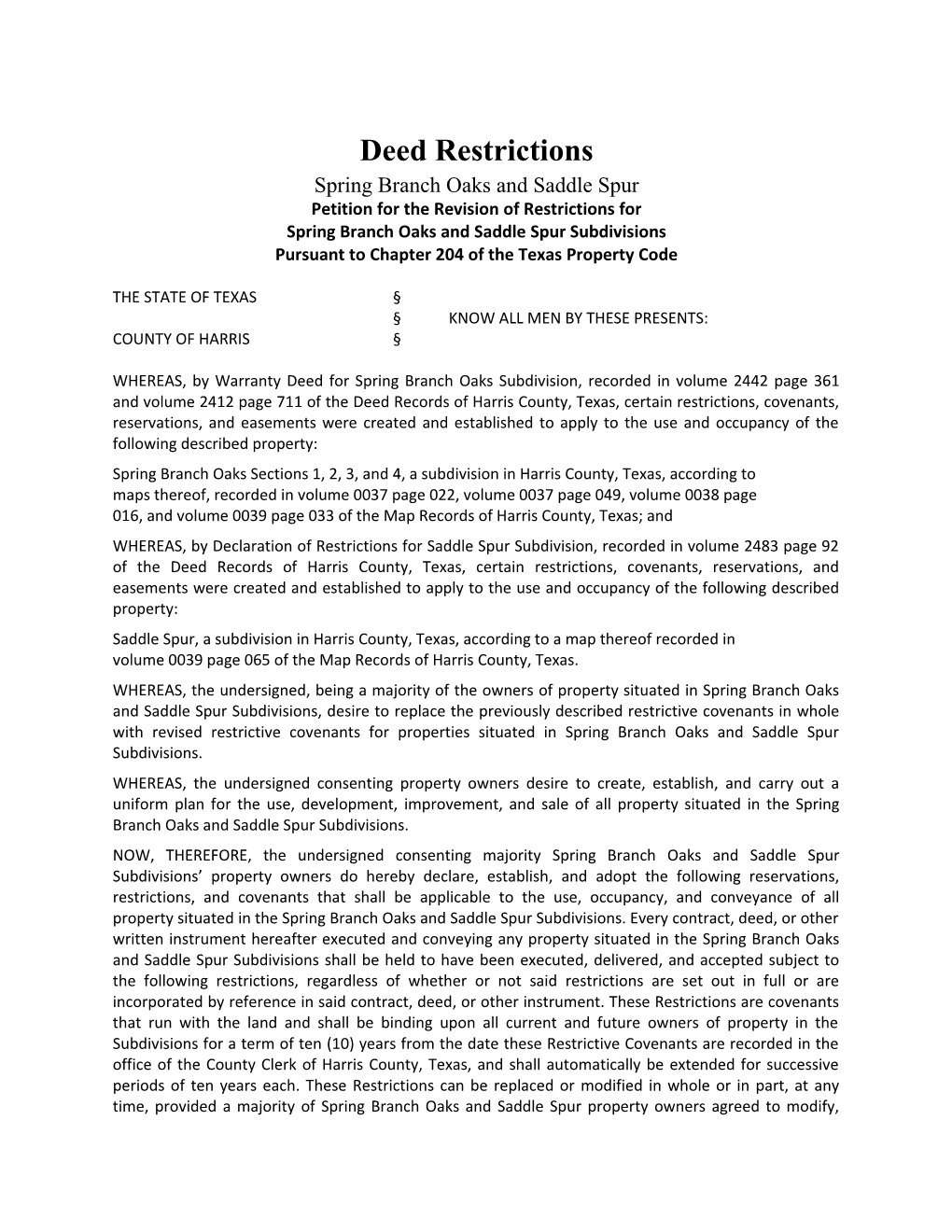 Deed Restrictions