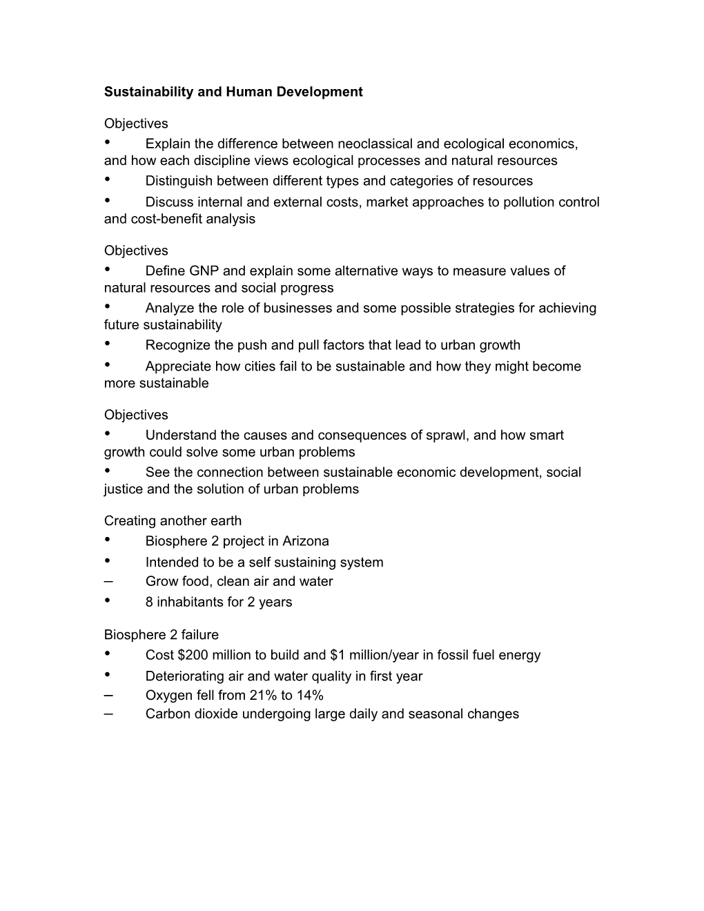 Sustainability and Human Development