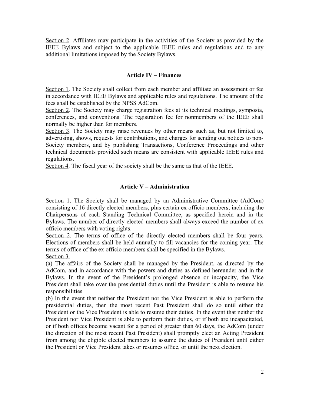 Constitutionieee Nuclear and Plasma Sciences Society Constitution and Bylaws