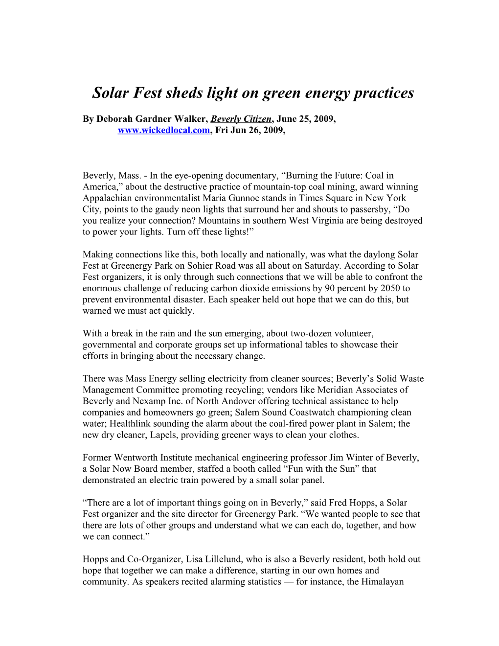 Solar Fest Sheds Light on Green Energy Practices