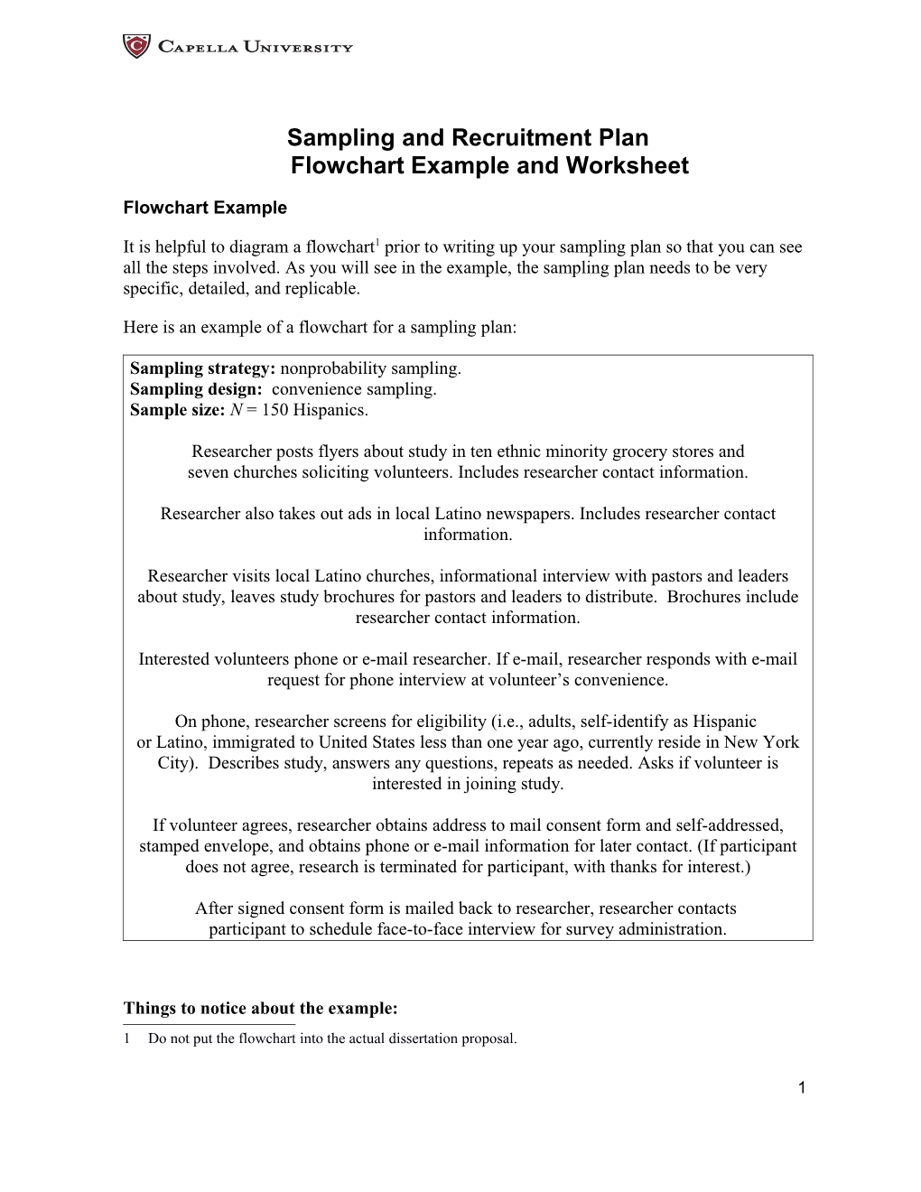 Sampling and Recruitment Planflowchart Example and Worksheet