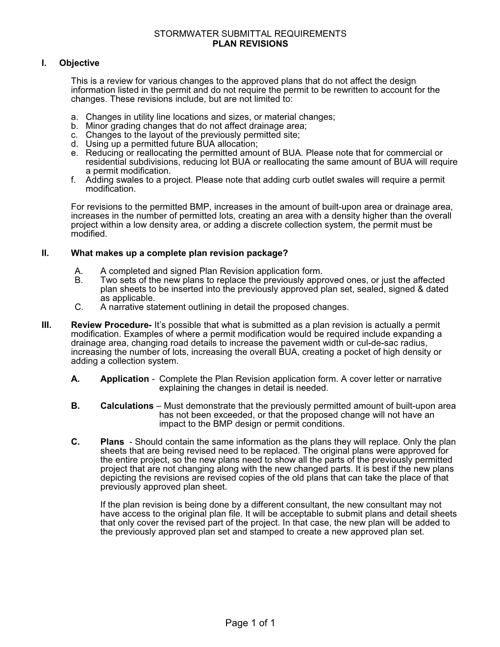 Stormwater Submittal Requirements