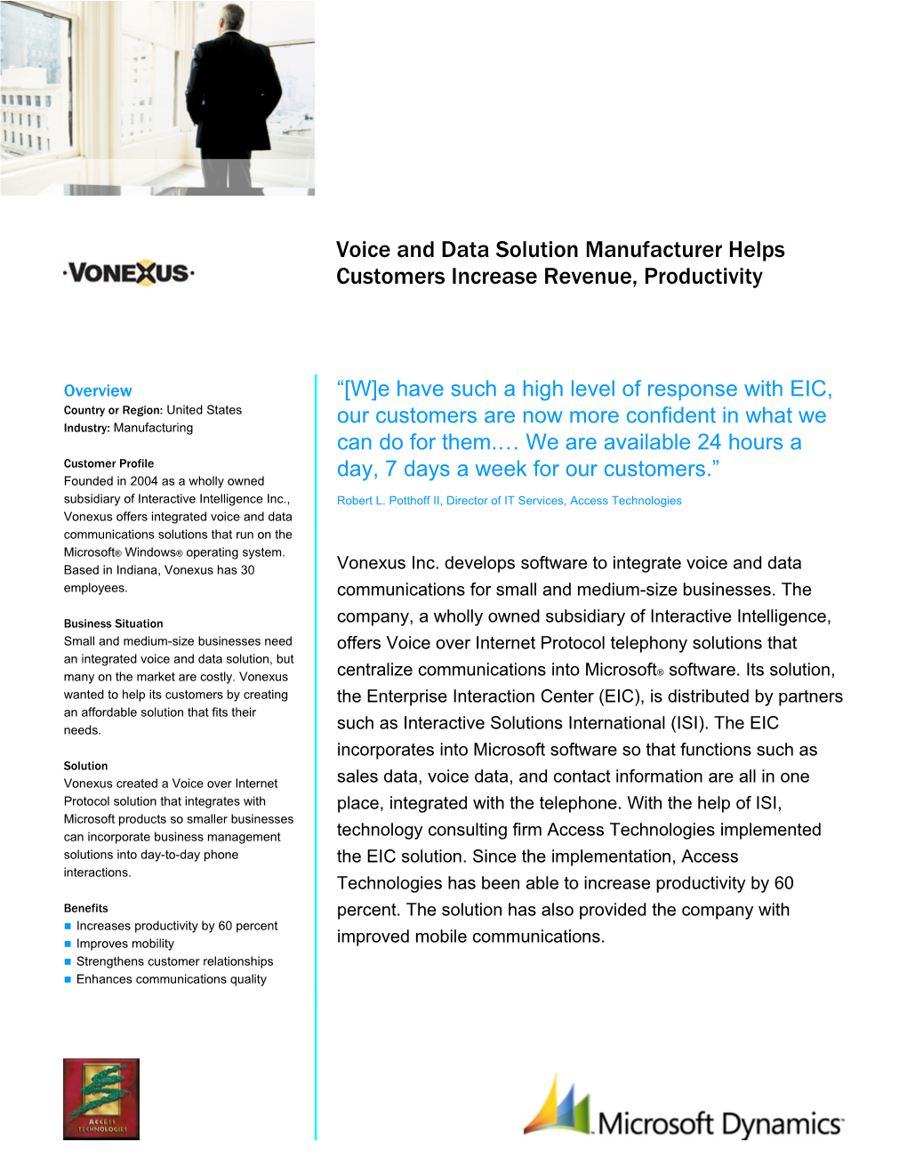 Voice and Data Solution Manufacturer Helps Customers Increase Revenue, Productivity