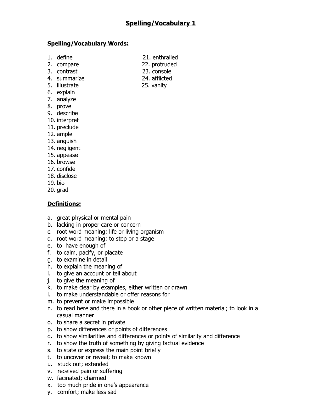 Spelling/Vocabulary 1