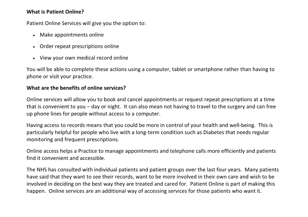 Patient Online Services Will Give You the Option To