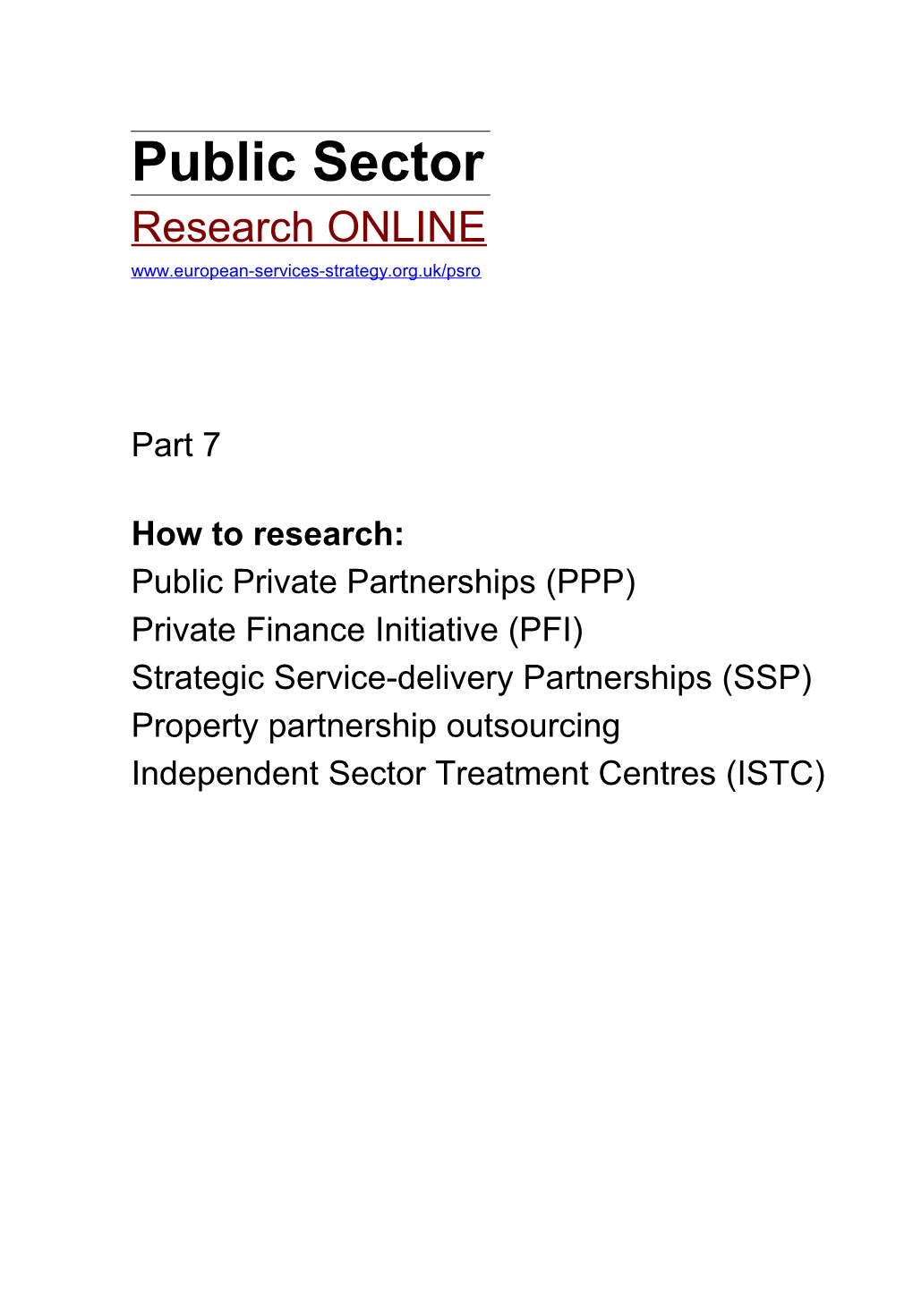 Public Sector Research ONLINE