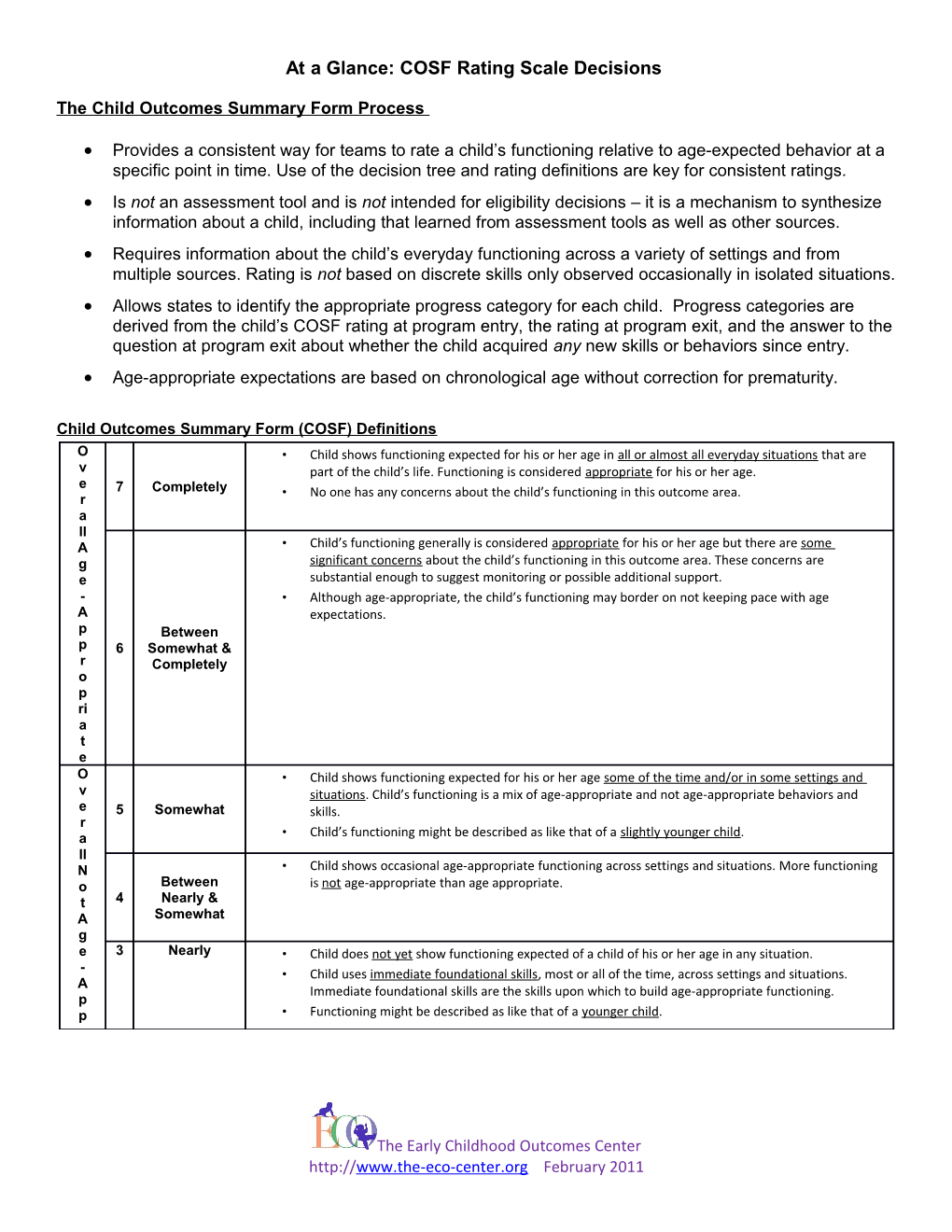 The Child Outcomes Summary Form Process