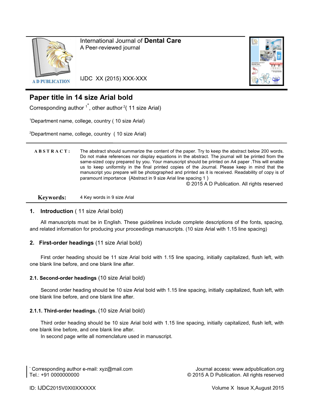 Corresponding Author / International Journal of Dental Care