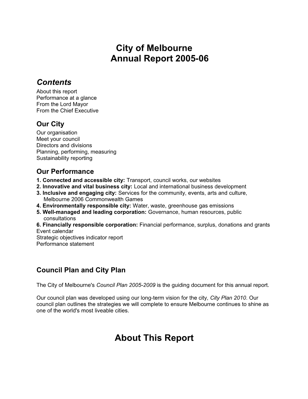 City of Melbourneannual Report 2005-06