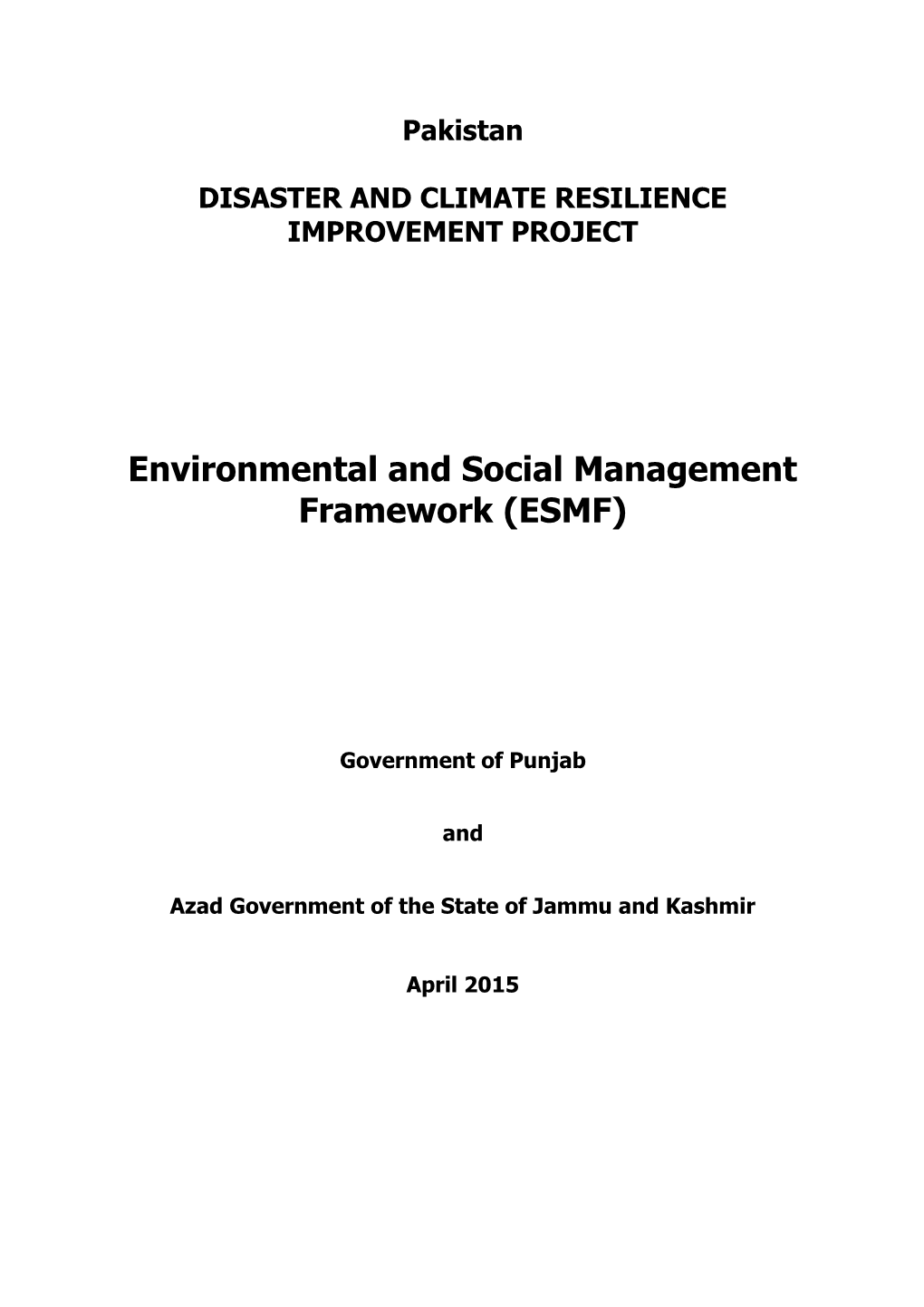 Disaster and Climate Resilience Improvement Project