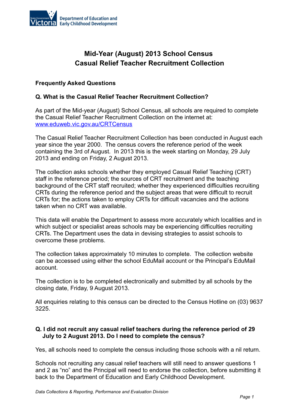 Faqs About Casual Relief Teacher Census Collection