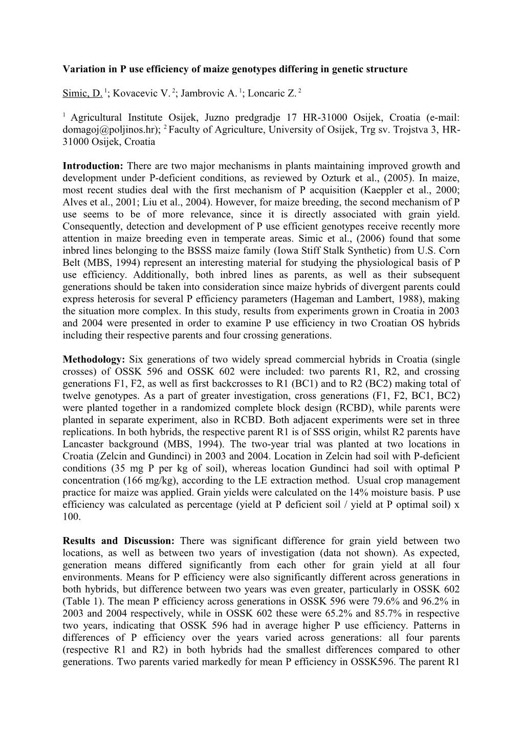 Variation in Phosphorus Efficiency in Maize