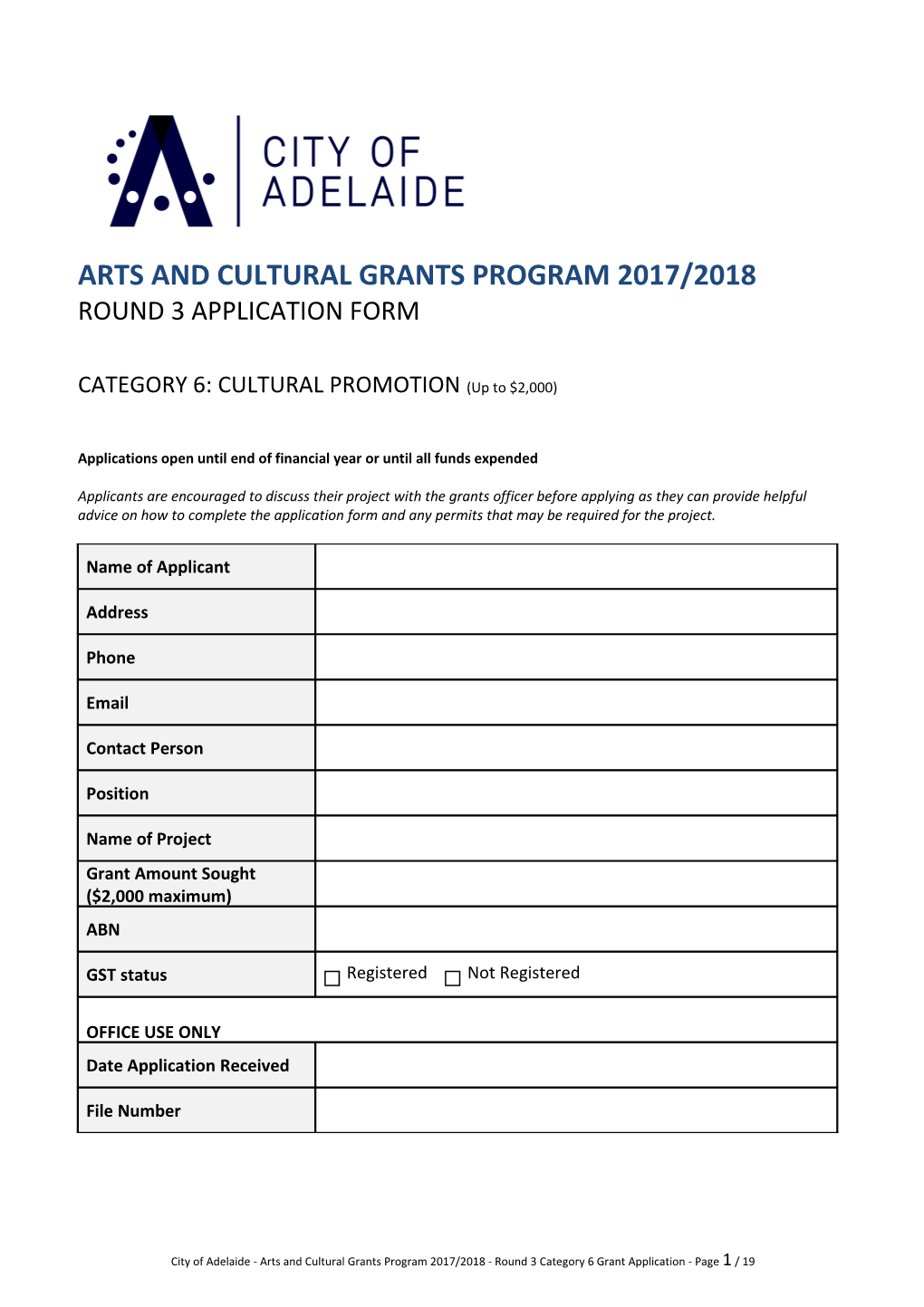 Arts and Cultural Grants Program 2017/2018