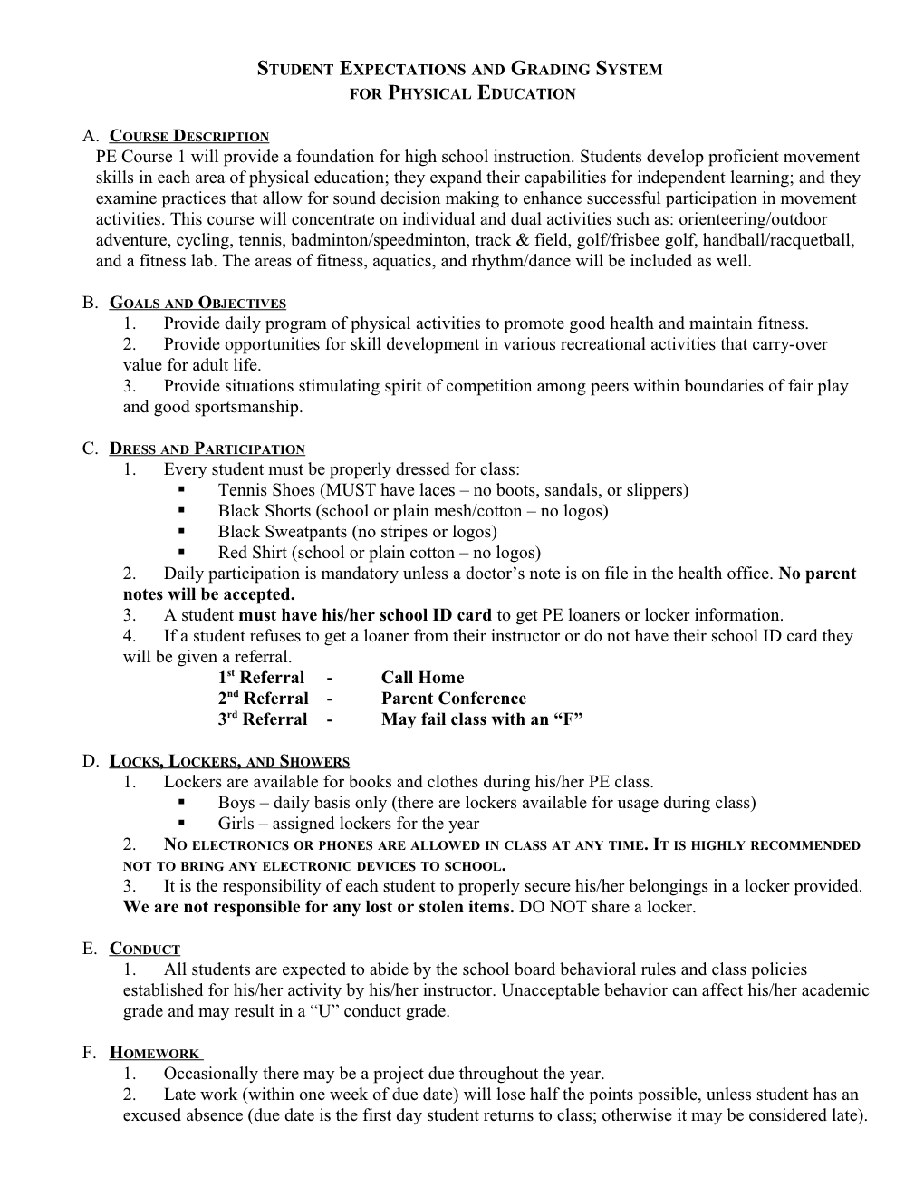 Student Expectations and Grading System