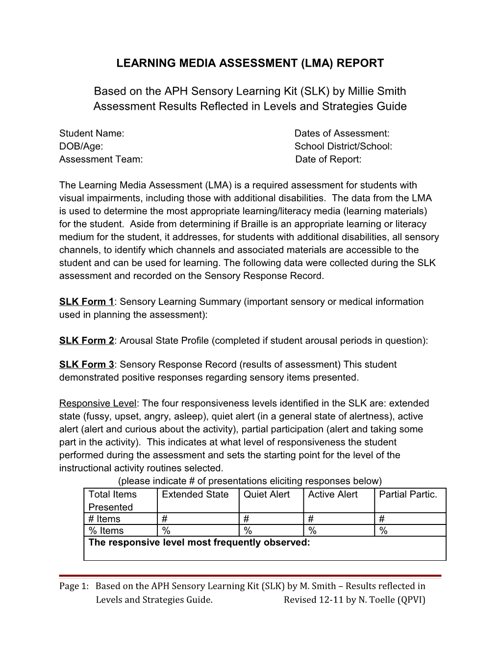 Learning Media Assessment Report Format