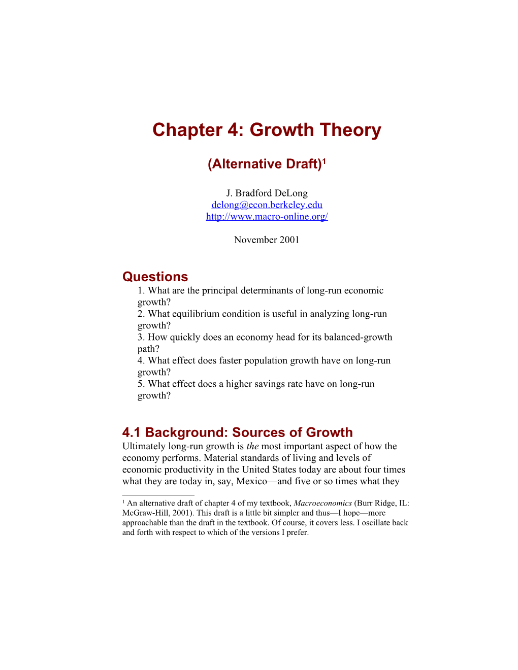 Growth Theory Handout