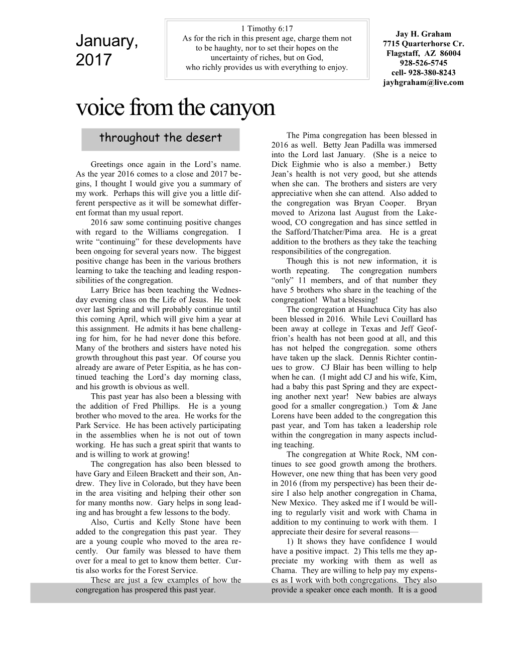 Voice from the Canyon