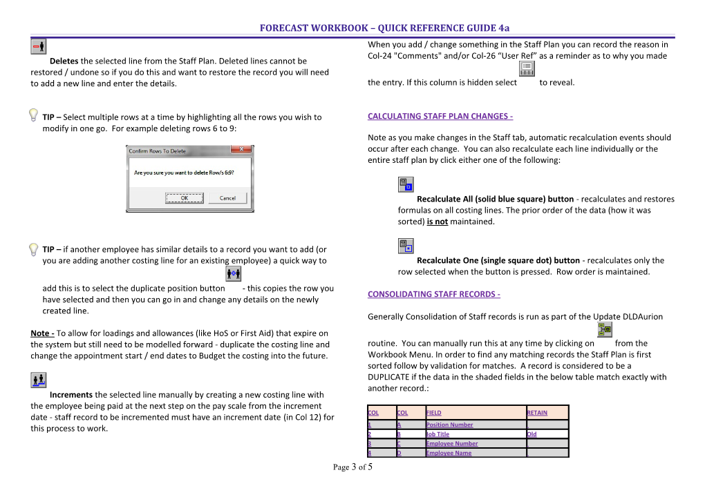 FORECAST WORKBOOK QUICK REFERENCE GUIDE 4A