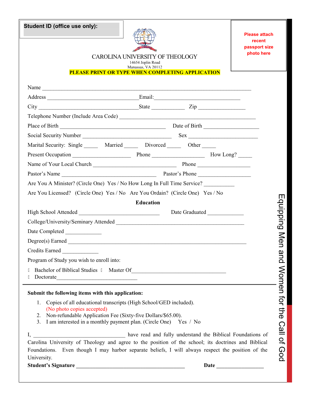 Please Print Or Type When Completing Application