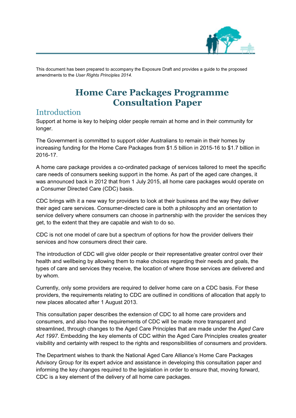 Home Care Packages Programmeconsultation Paper