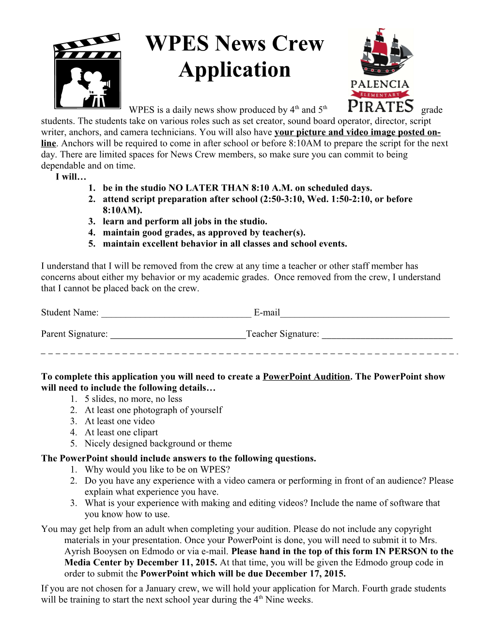 TV Crew Application