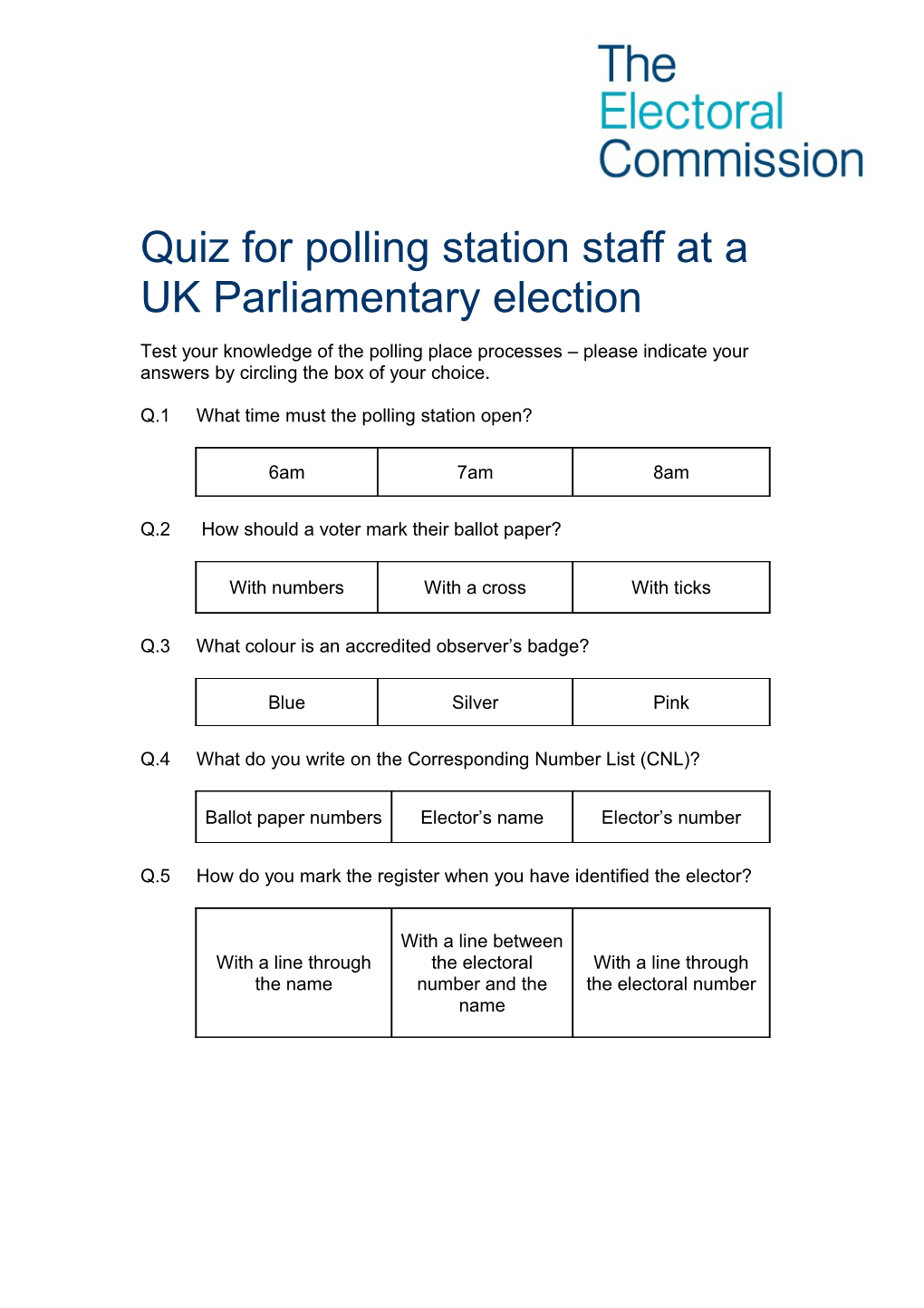 Polling Station Quiz UKPGE