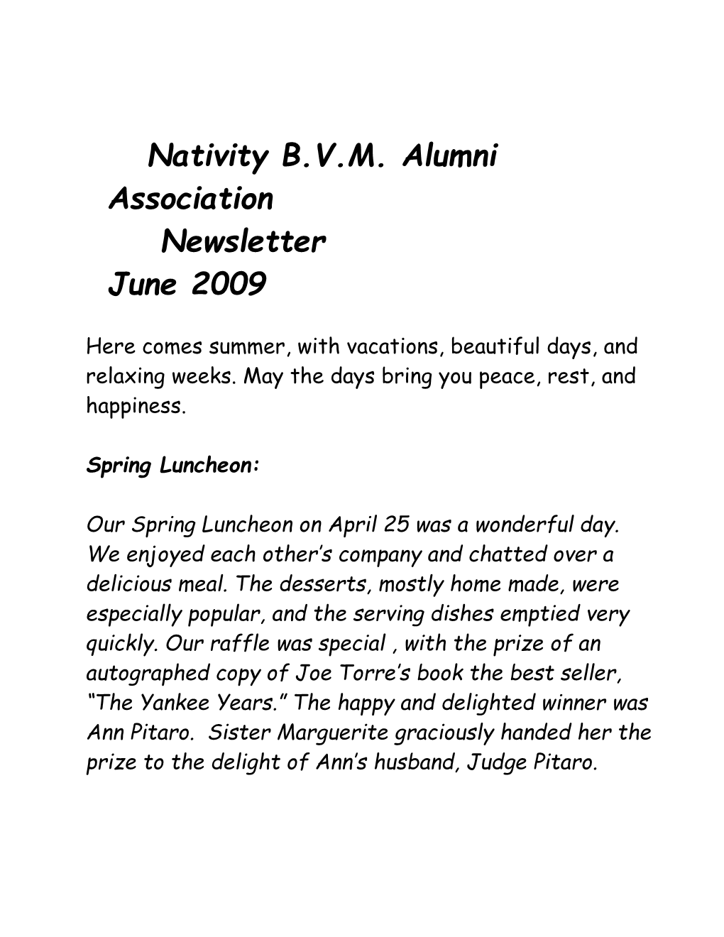 Nativity B.V.M. Alumni Association