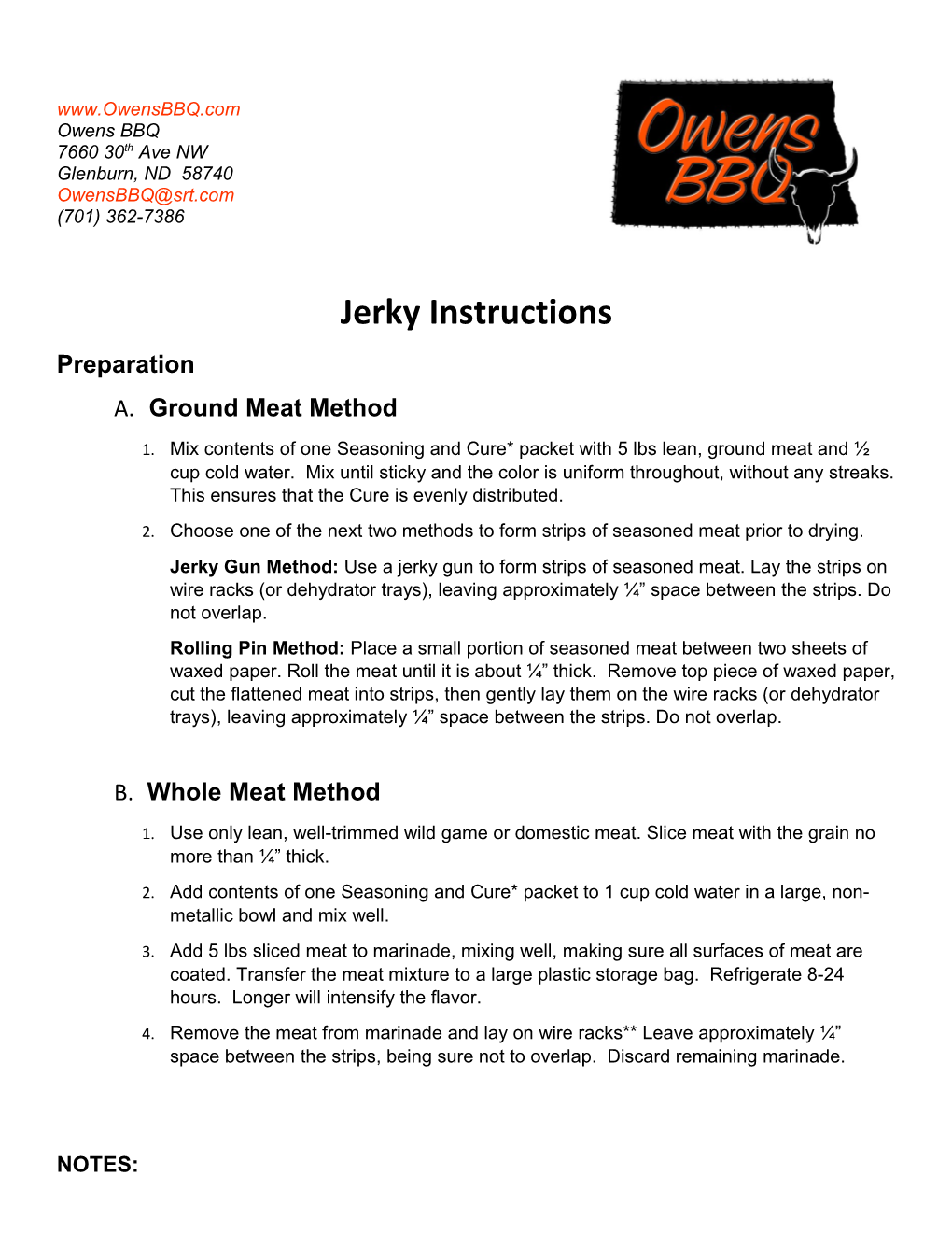 Jerky Instructions