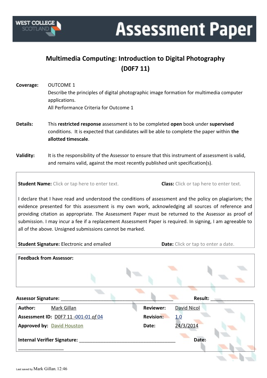 Multimedia Computing: Introduction to Digital Photography