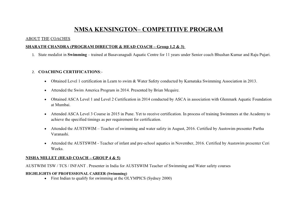Nmsa Kensington Competitive Program
