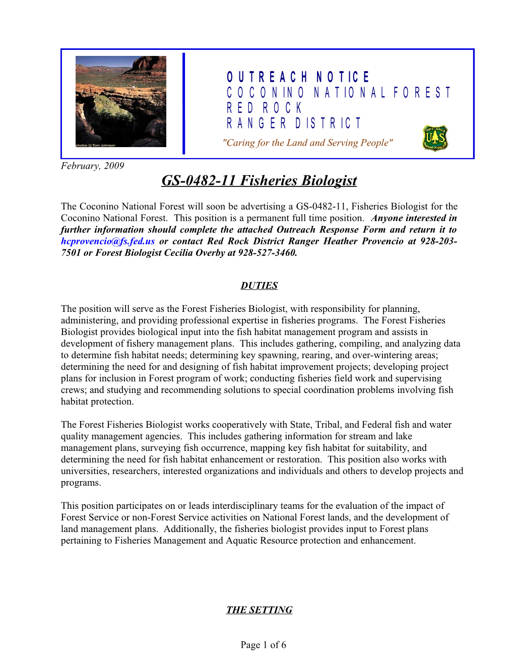 The Coconinonational Forest Will Soon Be Advertising a GS-0482-11, Fisheries Biologistfor