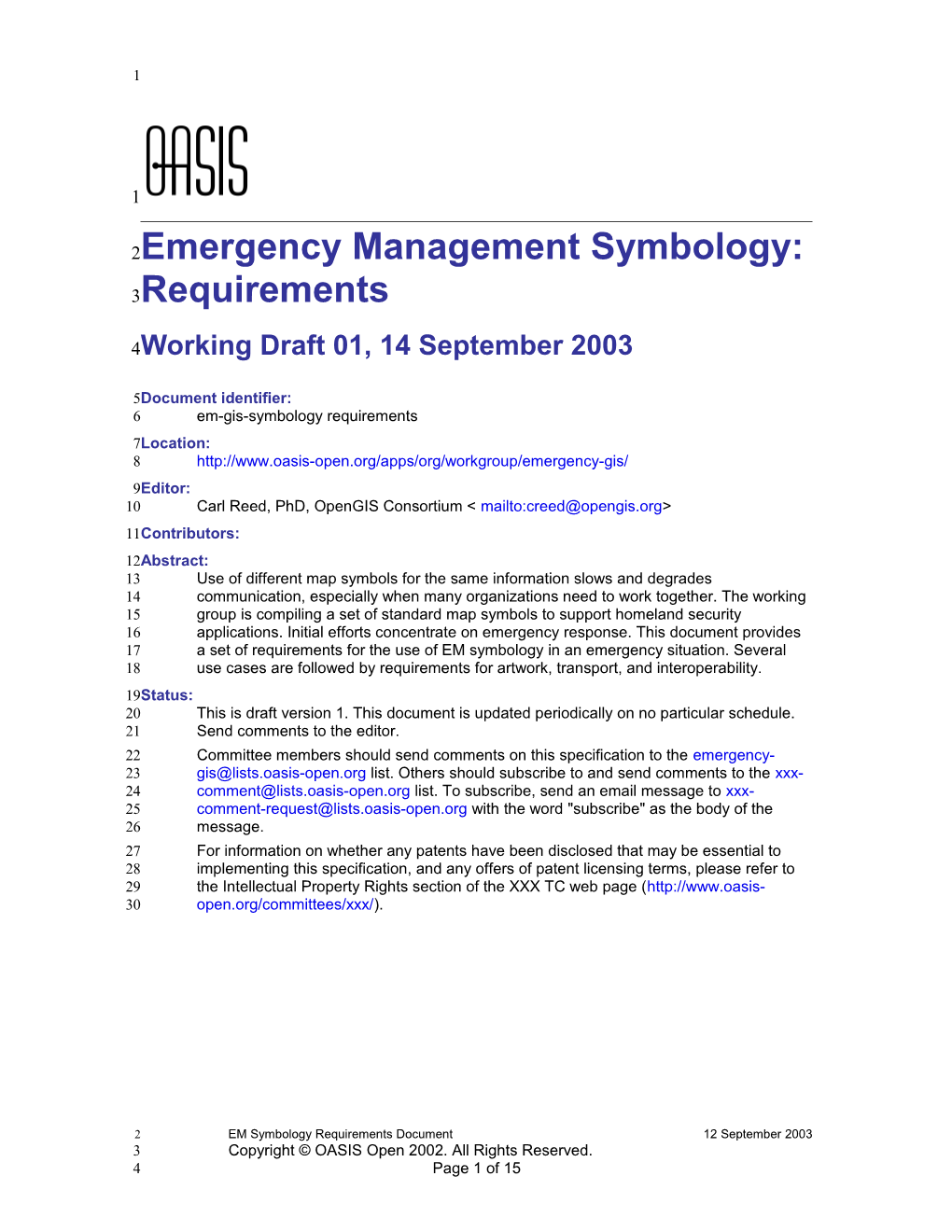 Emergency Management Symbology: Requirements