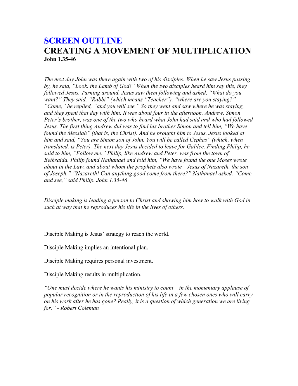 Creating a Movement of Multiplication