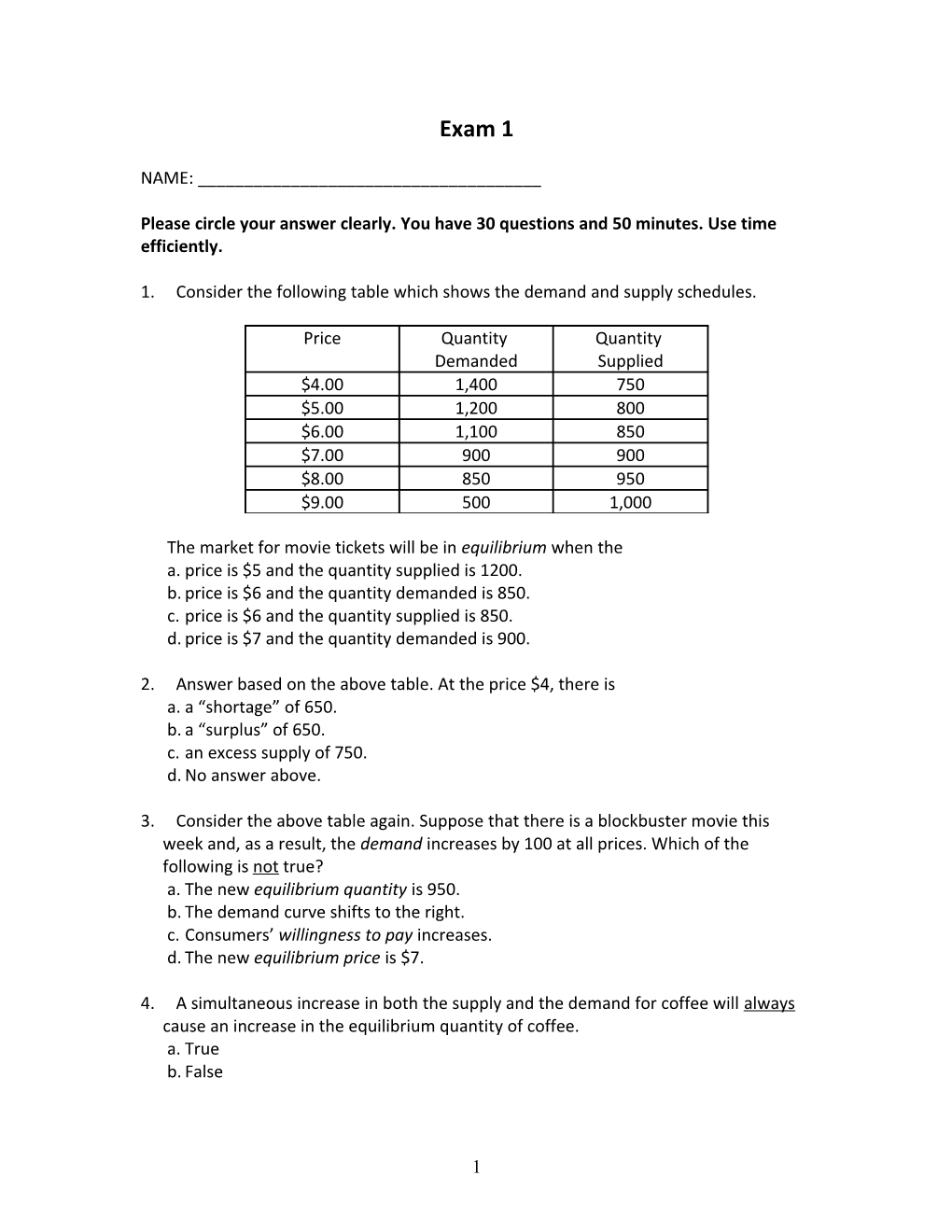 Exam 1 ( Pts, 20% for Your Final Grade)