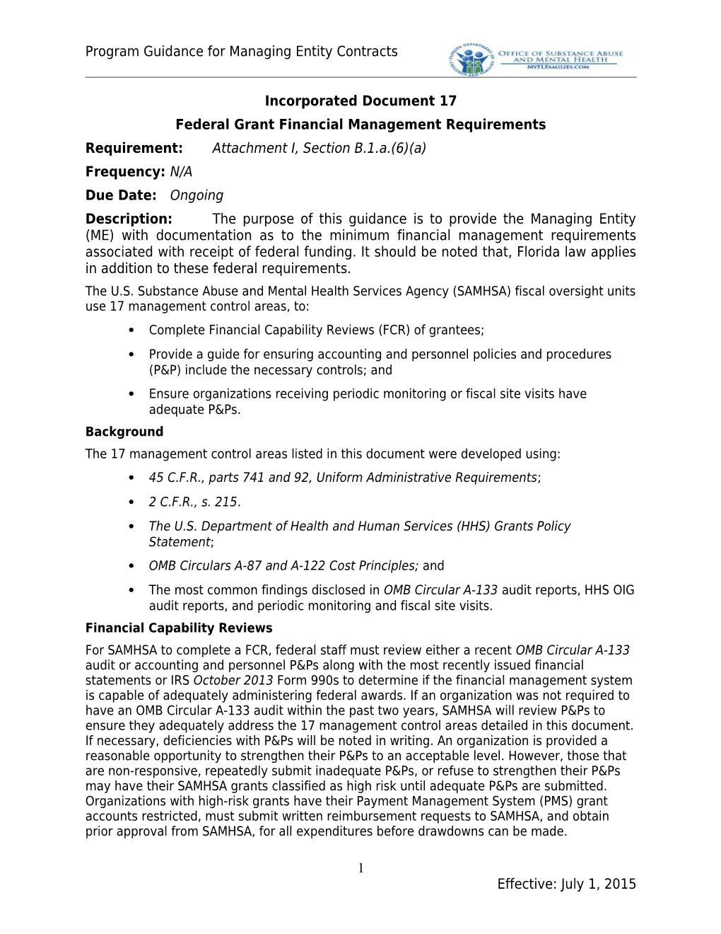 Federal Grant Financial Management Requirements