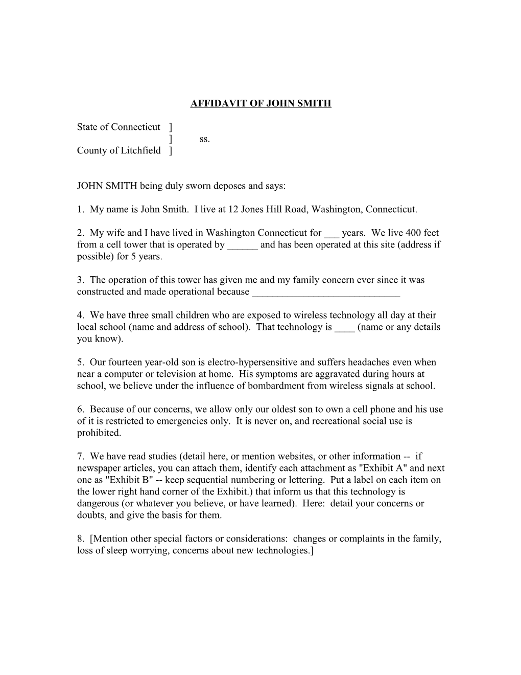 Affidavit of John Smith