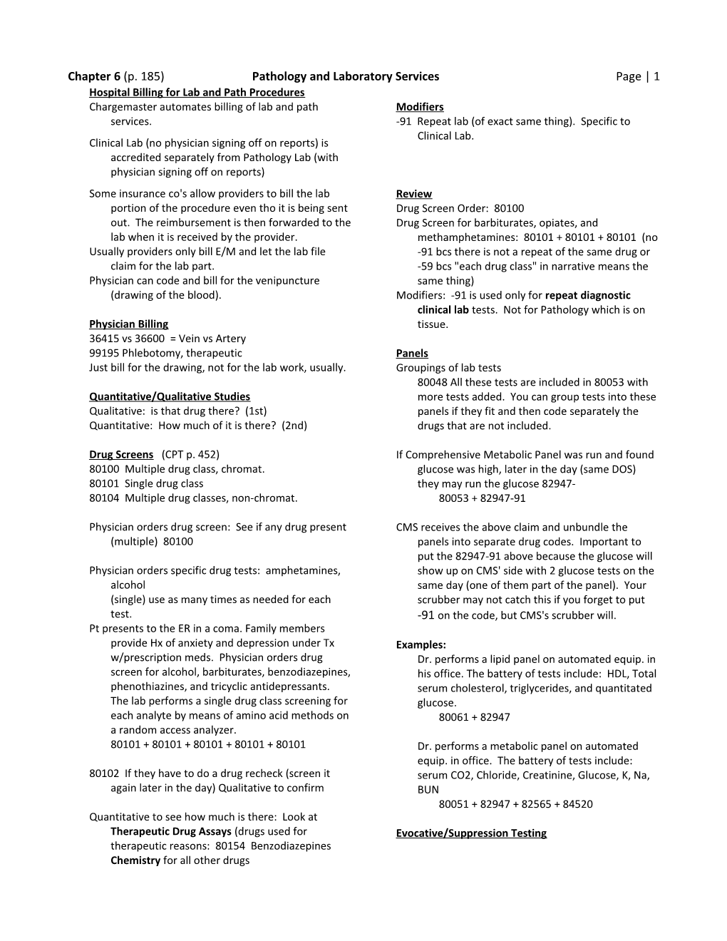 Hospital Billing for Lab and Path Procedures