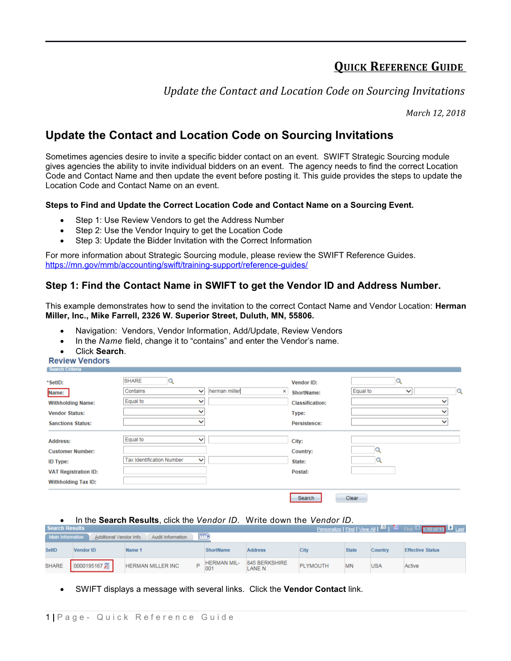 Update Contract and Location Code on Sourcing
