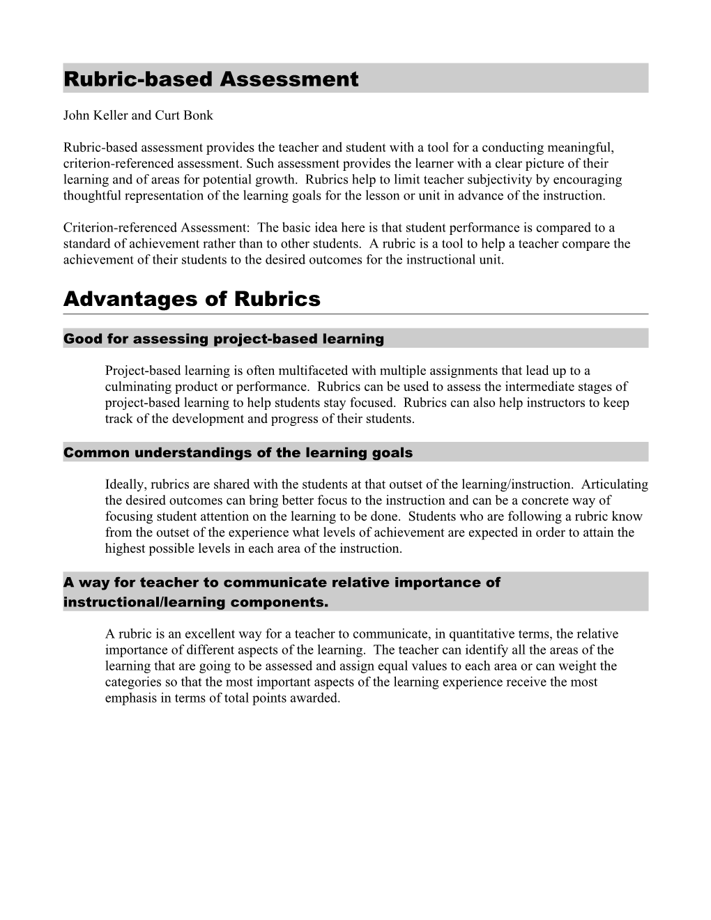 Rubric-Based Assessment