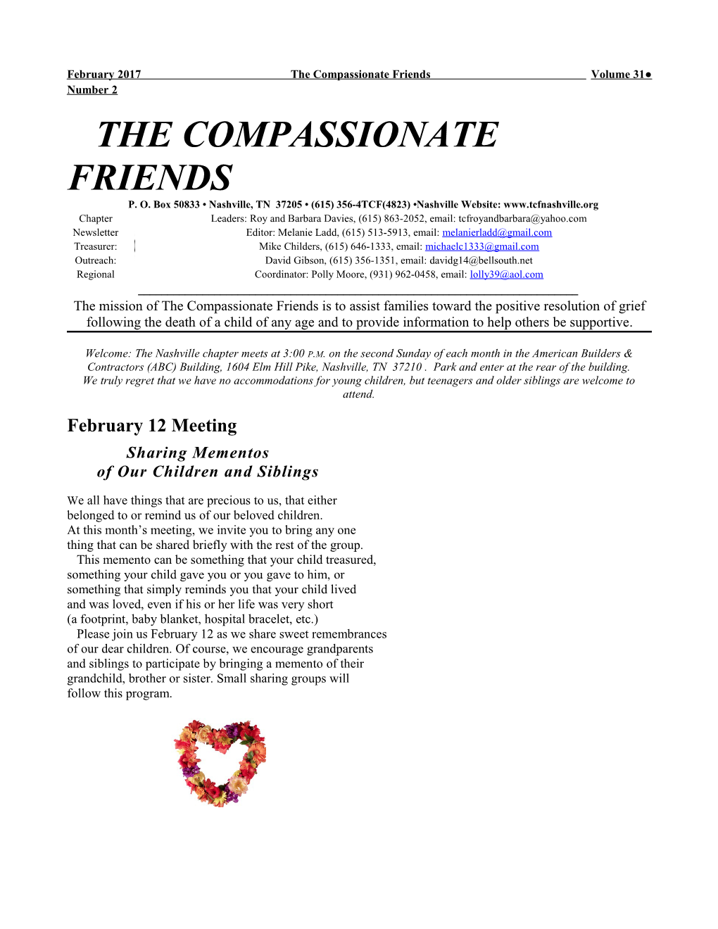 February 2017 the Compassionate Friends Volume 31 Number 2